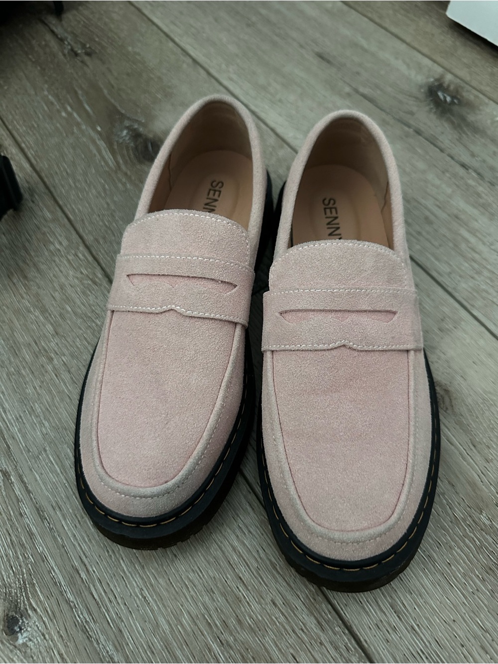 Blush Pink Suede Penny Loafers for Women